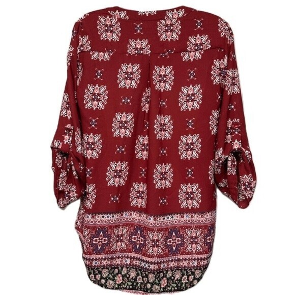 Pink Republic Three-Quarter Sleeve Medallion Mixed Print Multicolor Size S Top - Picture 3 of 15